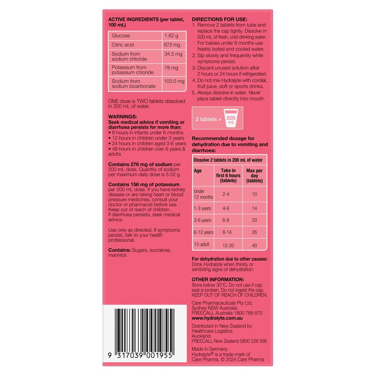 Thumbnail Hydralyte Effervescent Electrolyte Tablets Strawberry Kiwi 40 Pack
