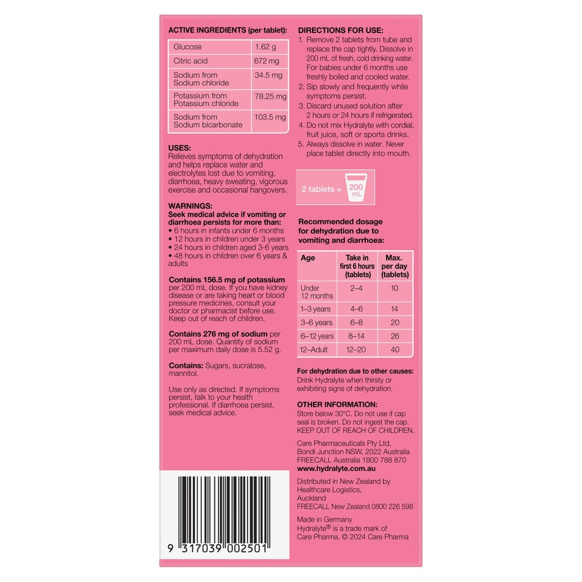 Thumbnail Hydralyte Effervescent Electrolyte Tablets Watermelon 40 Pack