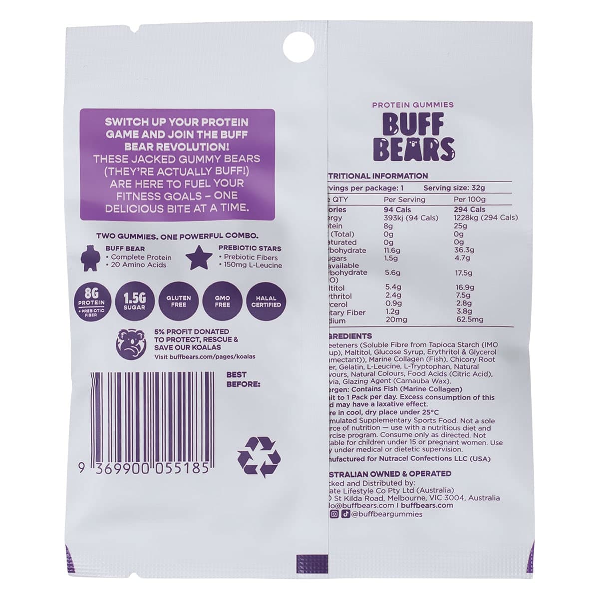 Thumbnail Buff Bears Protein Gummies Grape 32g
