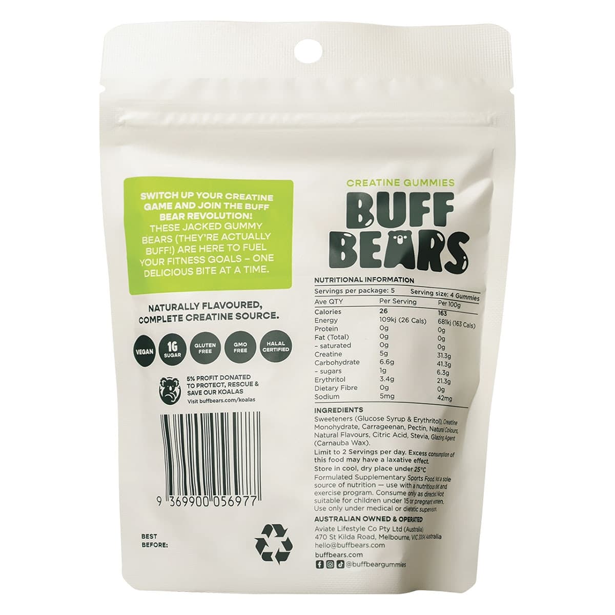 Thumbnail Buff Bears Creatine Gummies Crisp Apple 80g