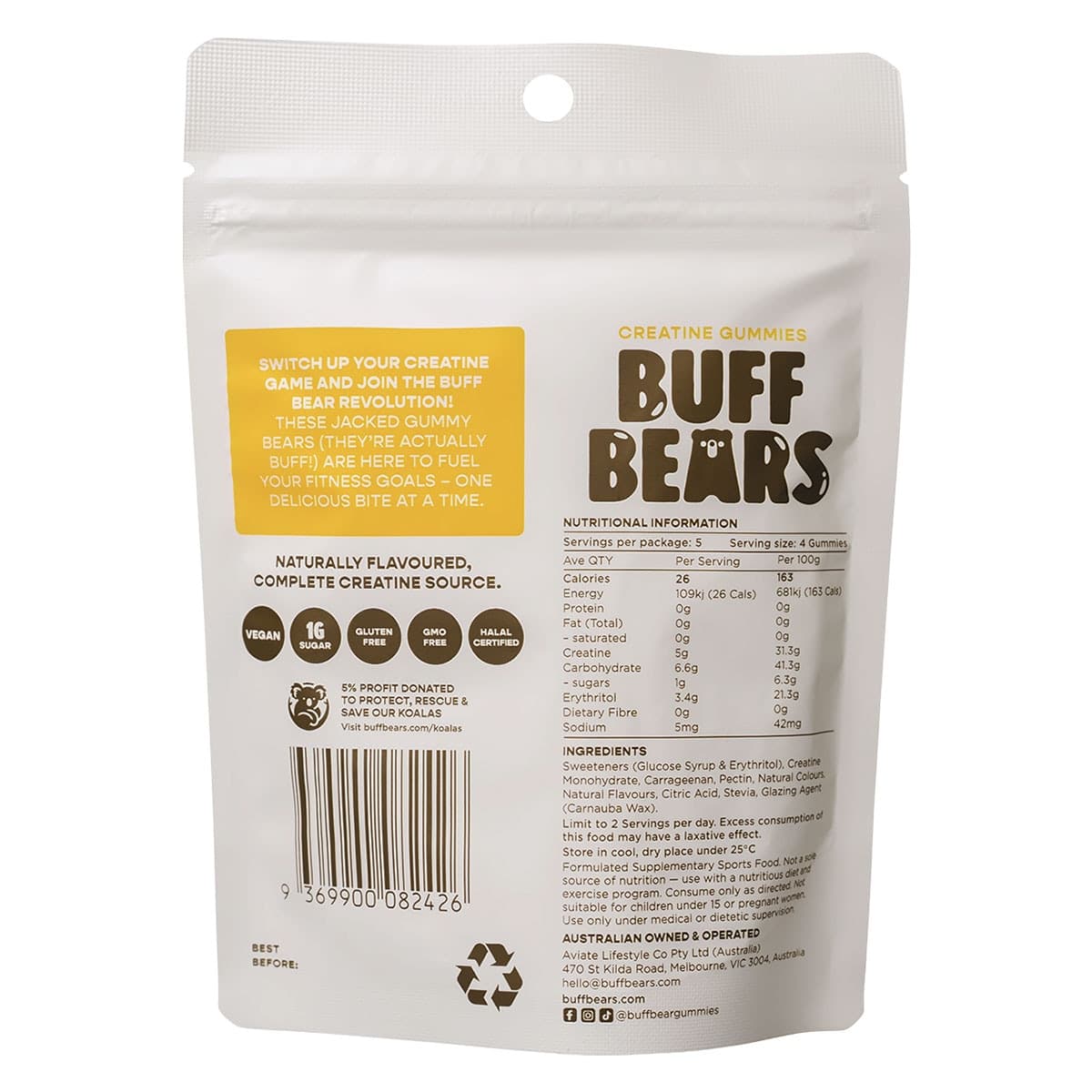 Thumbnail Buff Bears Creatine Gummies Passionfruit 80g