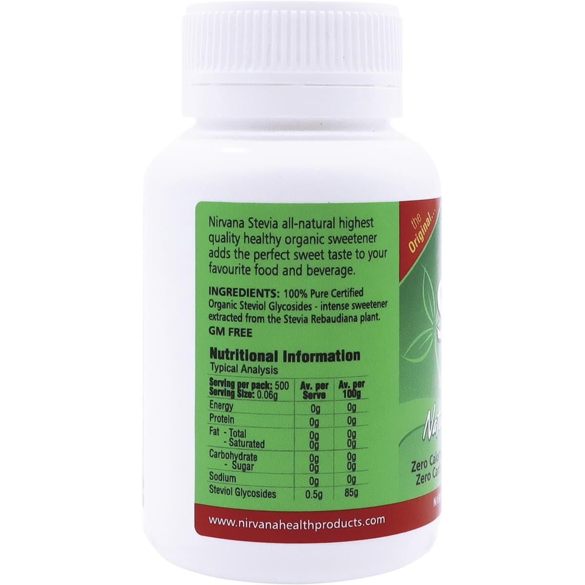 Thumbnail Nirvana Organics Stevia 500 Tablets