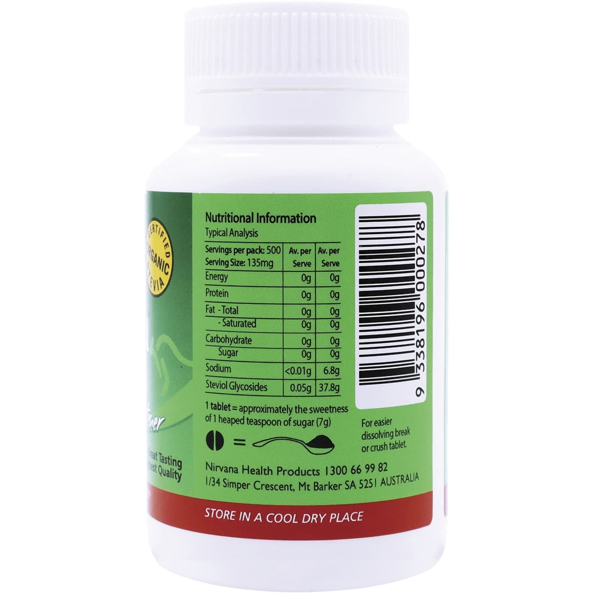 Thumbnail Nirvana Organics Stevia 500 Tablets