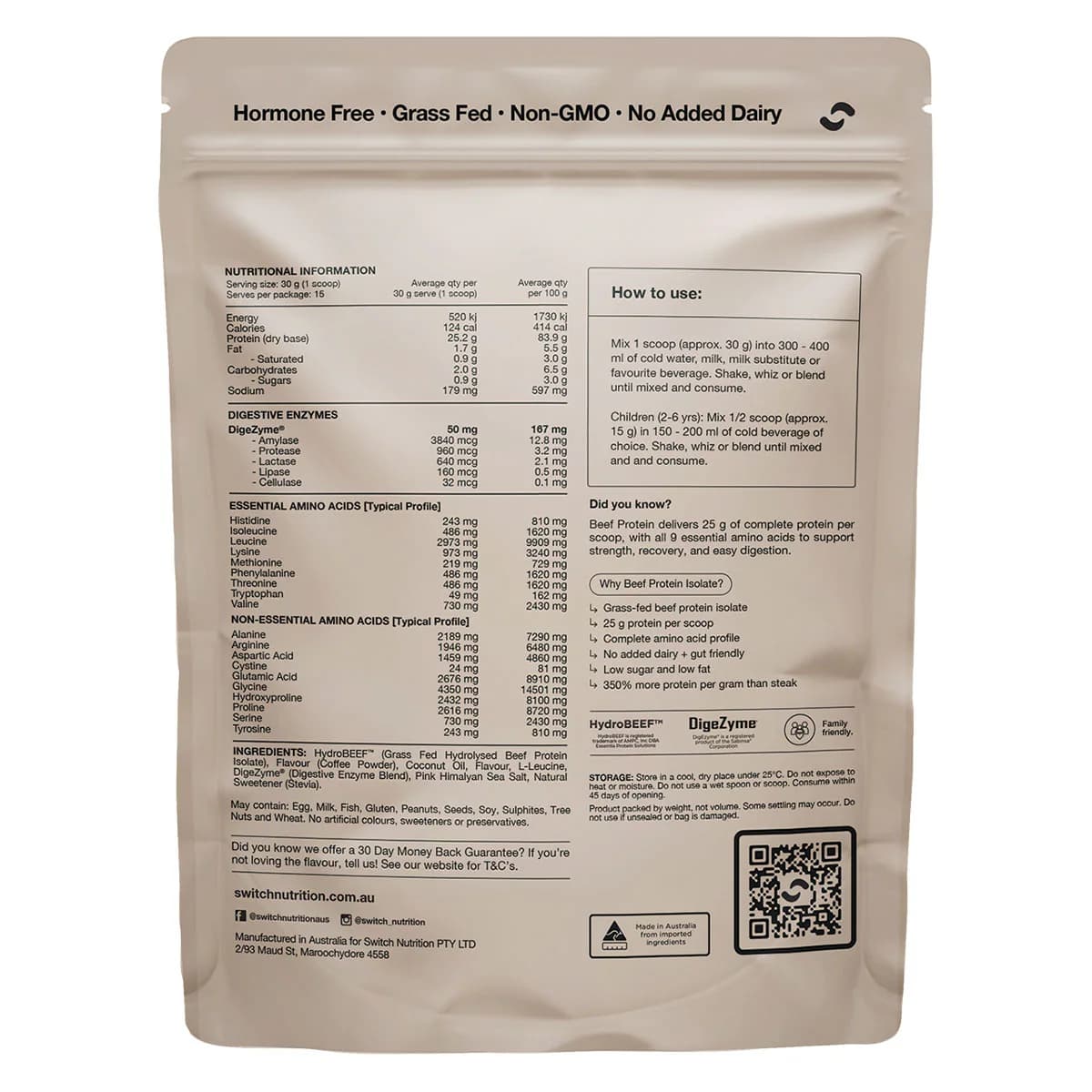 Thumbnail Switch Nutrition Beef Protein Isolate Iced Latte 450g