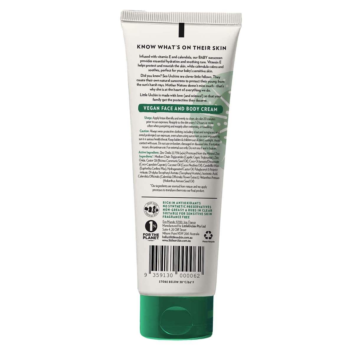 Thumbnail Little Urchin SPF 50+ Baby Natural Clear Zinc Sunscreen 100g