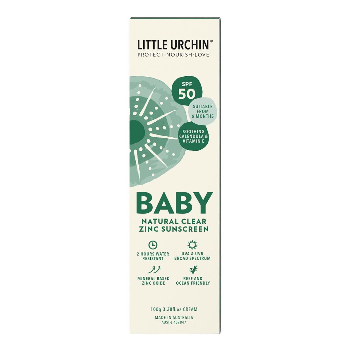Thumbnail Little Urchin SPF 50+ Baby Natural Clear Zinc Sunscreen 100g