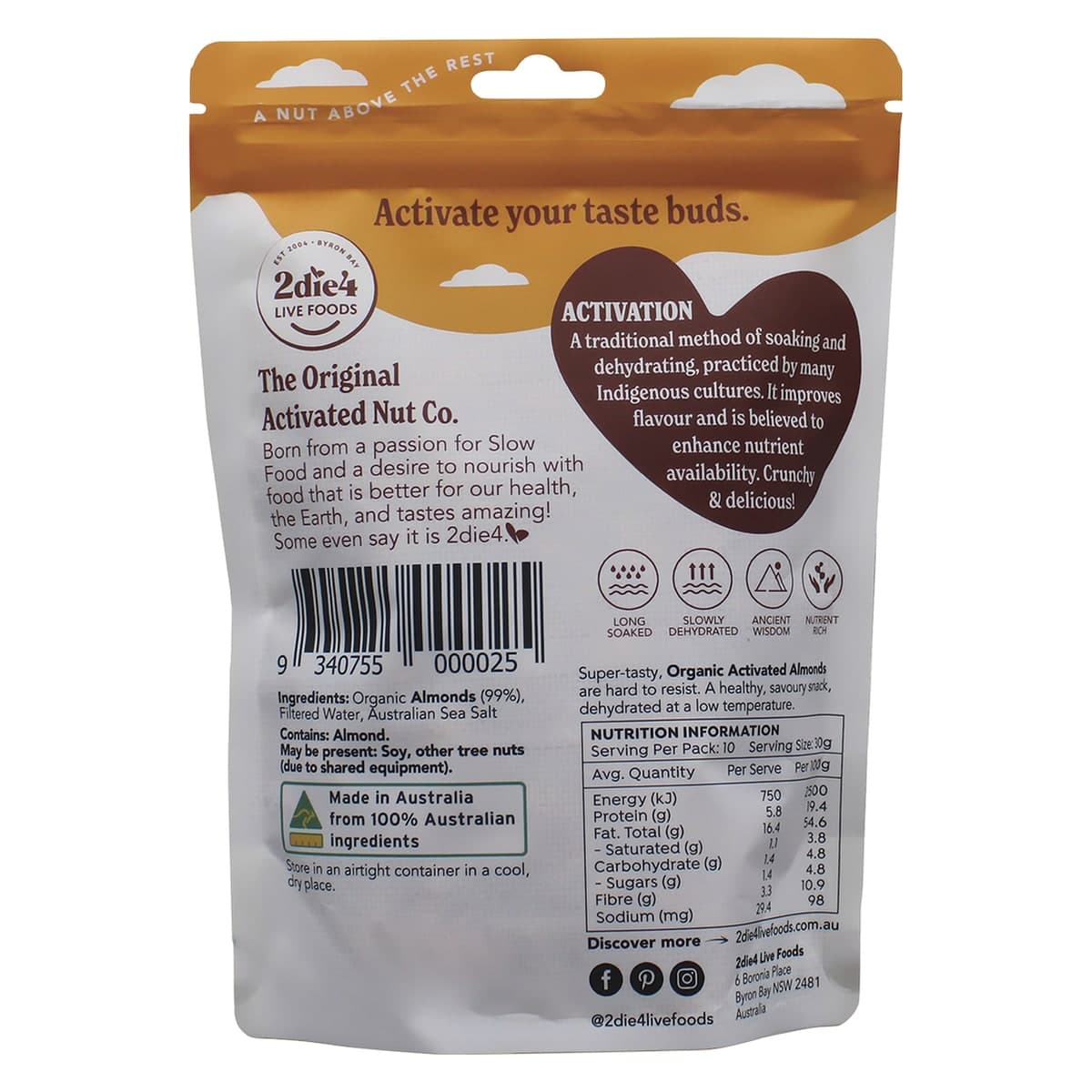 Thumbnail 2Die4 Live Foods Organic Activated Vegan Almonds 300g