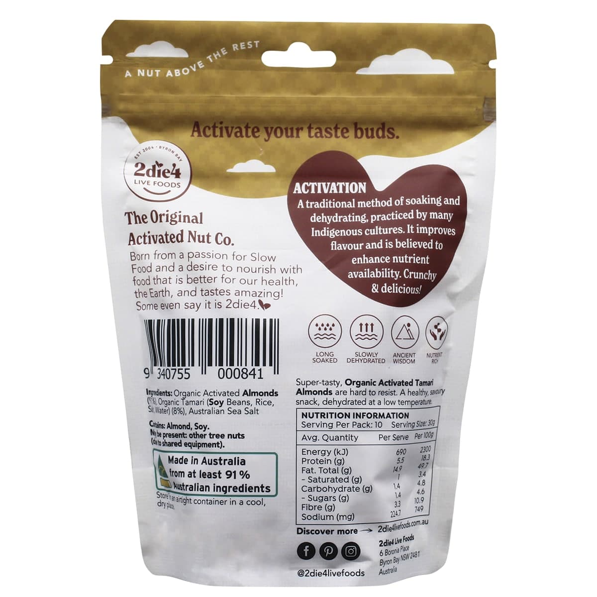 Thumbnail 2Die4 Live Foods Organic Activated Vegan Tamari Almonds 300g