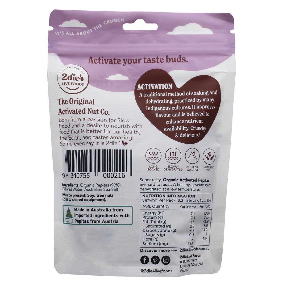 Thumbnail 2Die4 Live Foods Organic Activated Vegan Pepitas 250g
