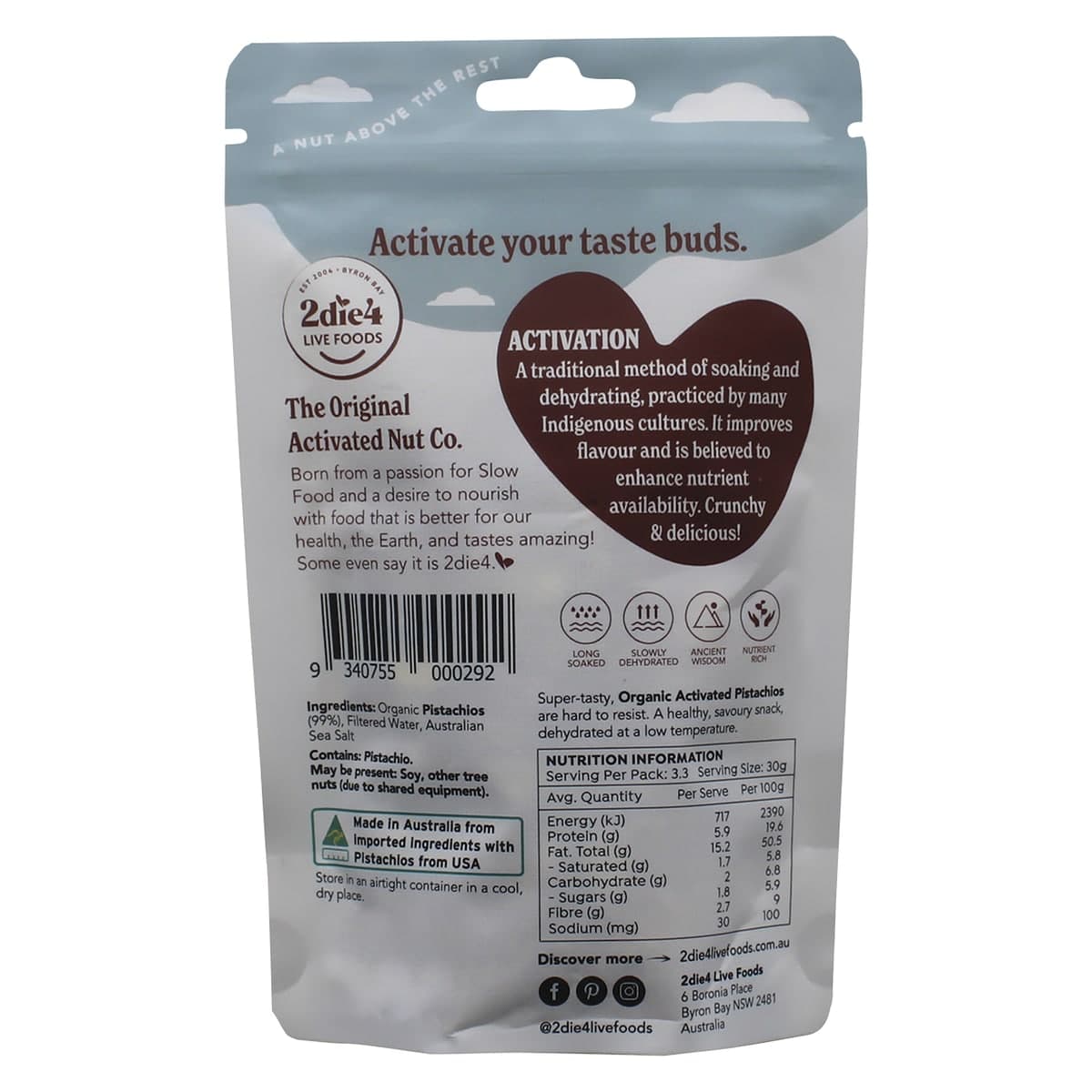 Thumbnail 2Die4 Live Foods Organic Activated Vegan Pistachios 100g