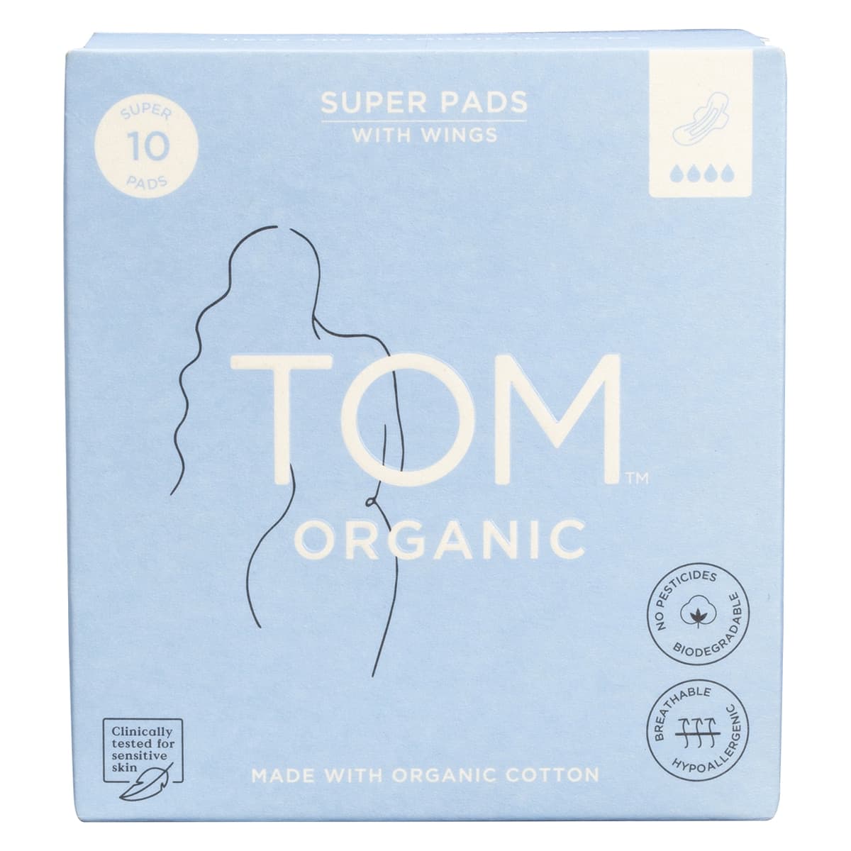Thumbnail Tom Organic Cotton Pads with Wings Super 10 Pack