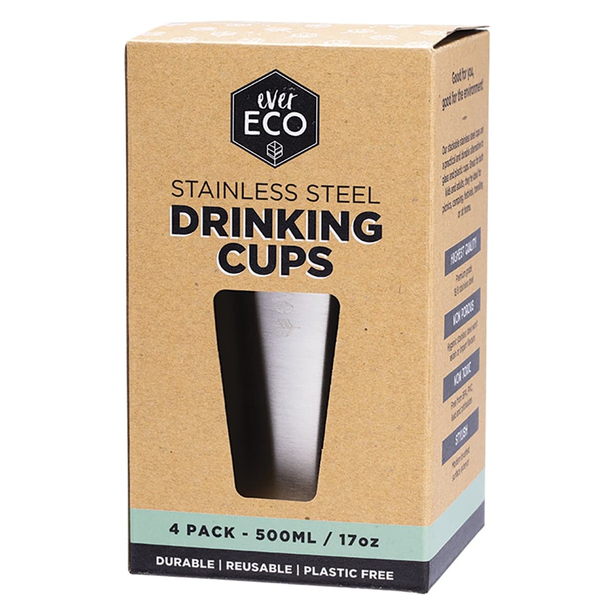 Thumbnail Ever Eco Stainless Steel Drinking Cups 4 x 500ml