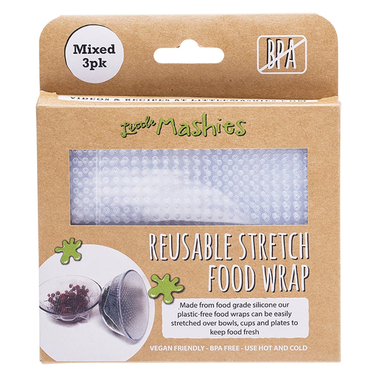 Thumbnail Little Mashies Reusable Stretch Food Wrap Mixed 3 Pack