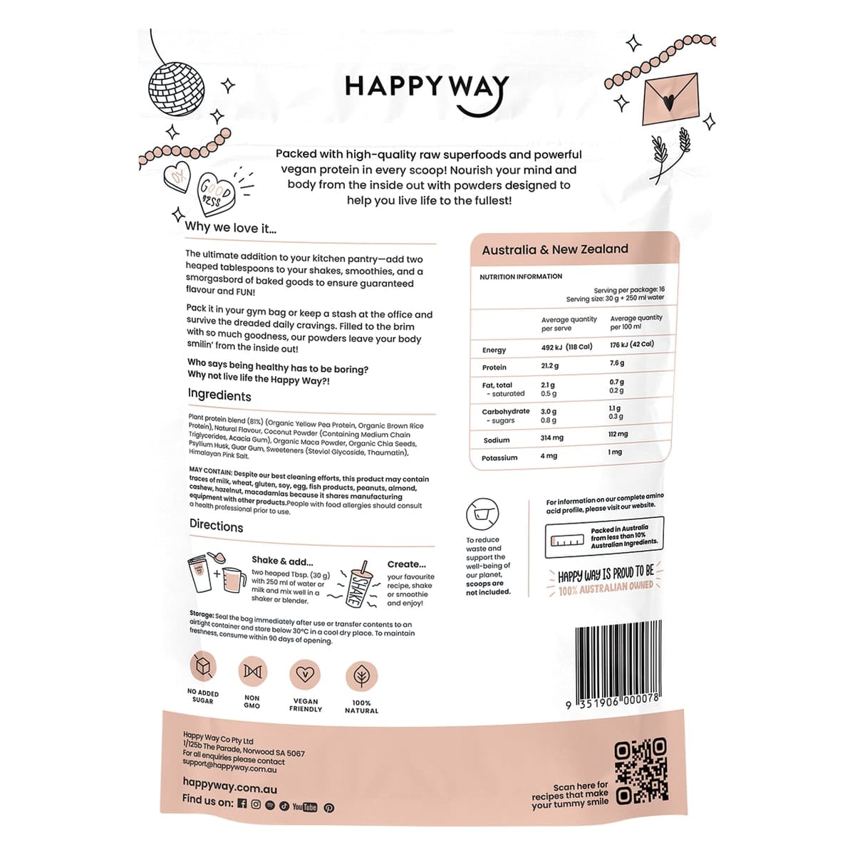 Thumbnail Happy Way Pea Protein Powder Vanilla 500g