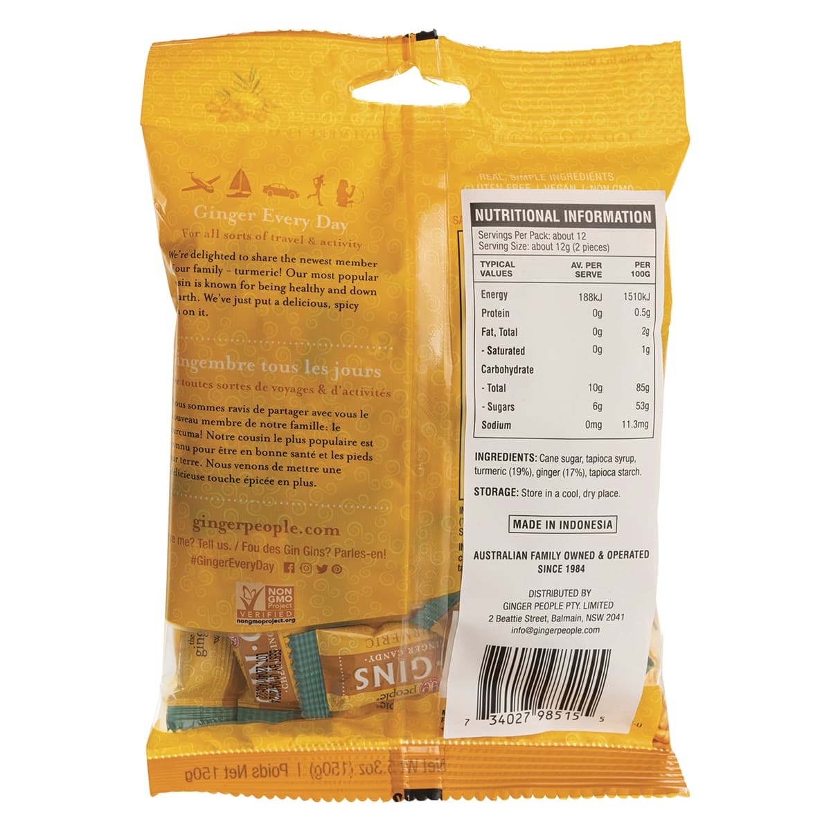 Thumbnail The Ginger People Gin Gins Ginger Candy Chewy Spicy Turmeric 150g
