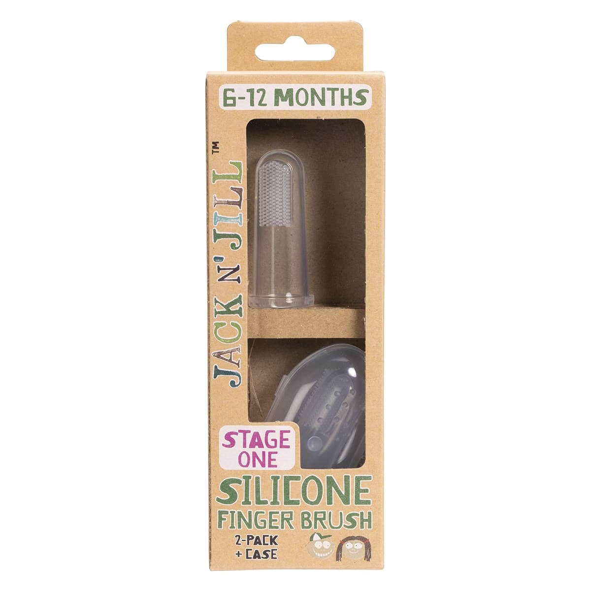 Thumbnail Jack n Jill Stage 1 Silicone Baby Finger Brush 2 Pack + Case