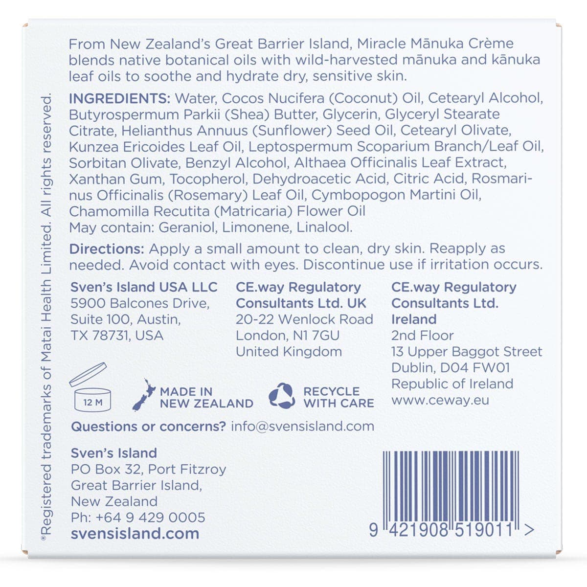 Thumbnail Svens Island Miracle Manuka Skin Creme 250g