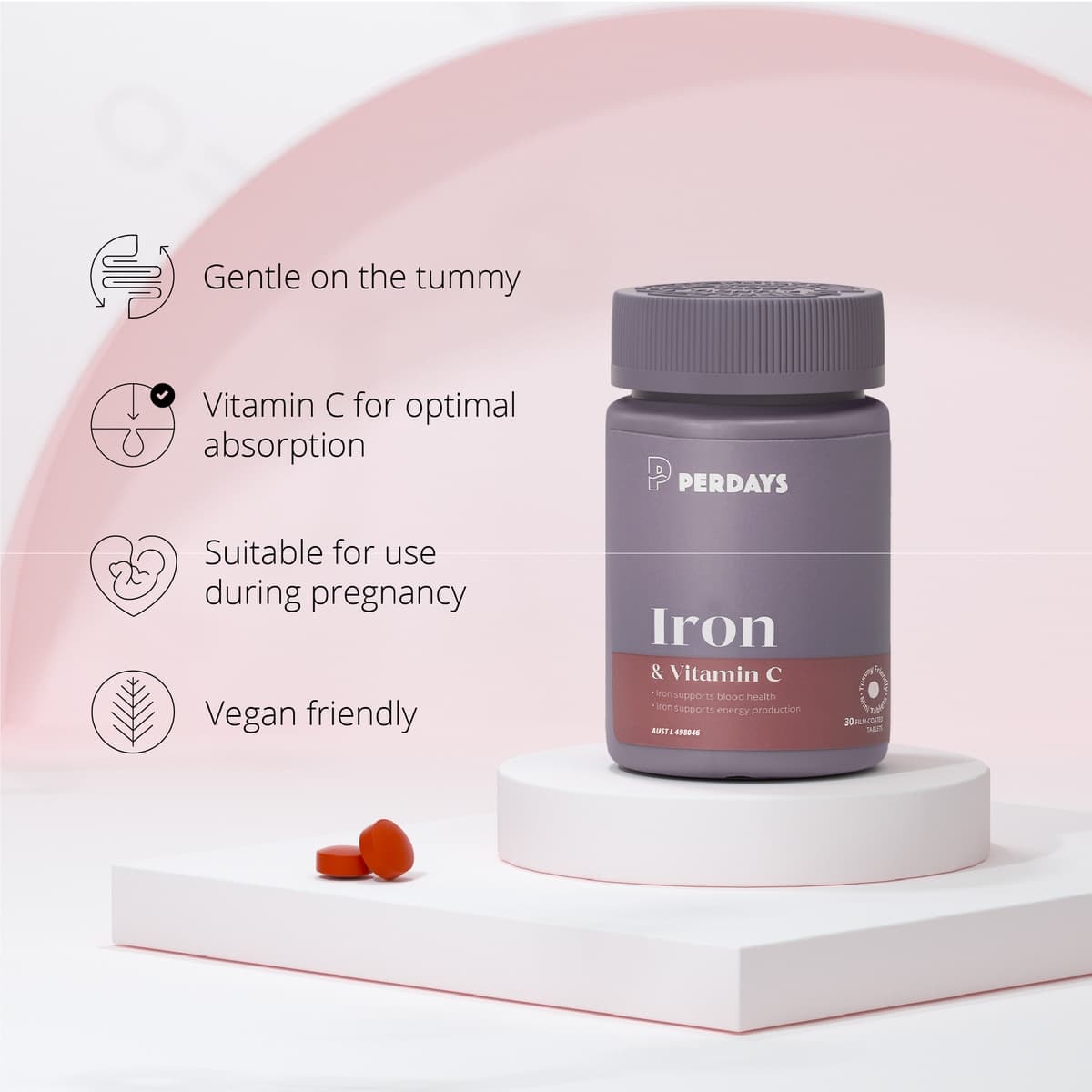 Thumbnail Perdays Iron & Vitamin C 30 Tablets