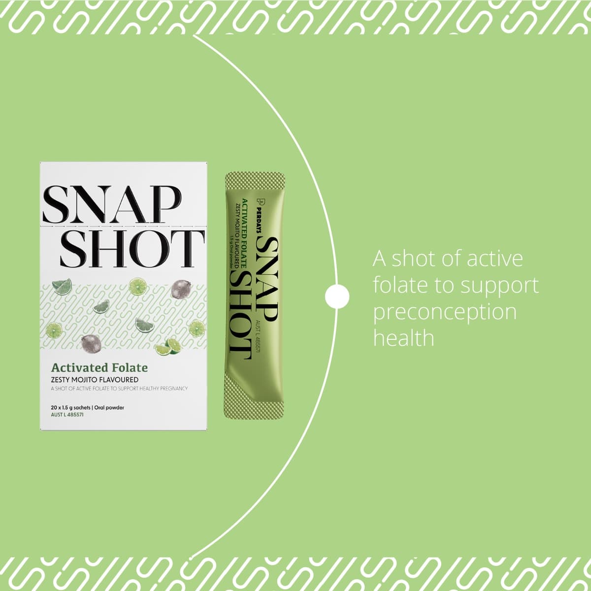 Thumbnail Perdays SnapShot Activated Folate Zesty Mojito Flavour 20 x 1.5g Sachets