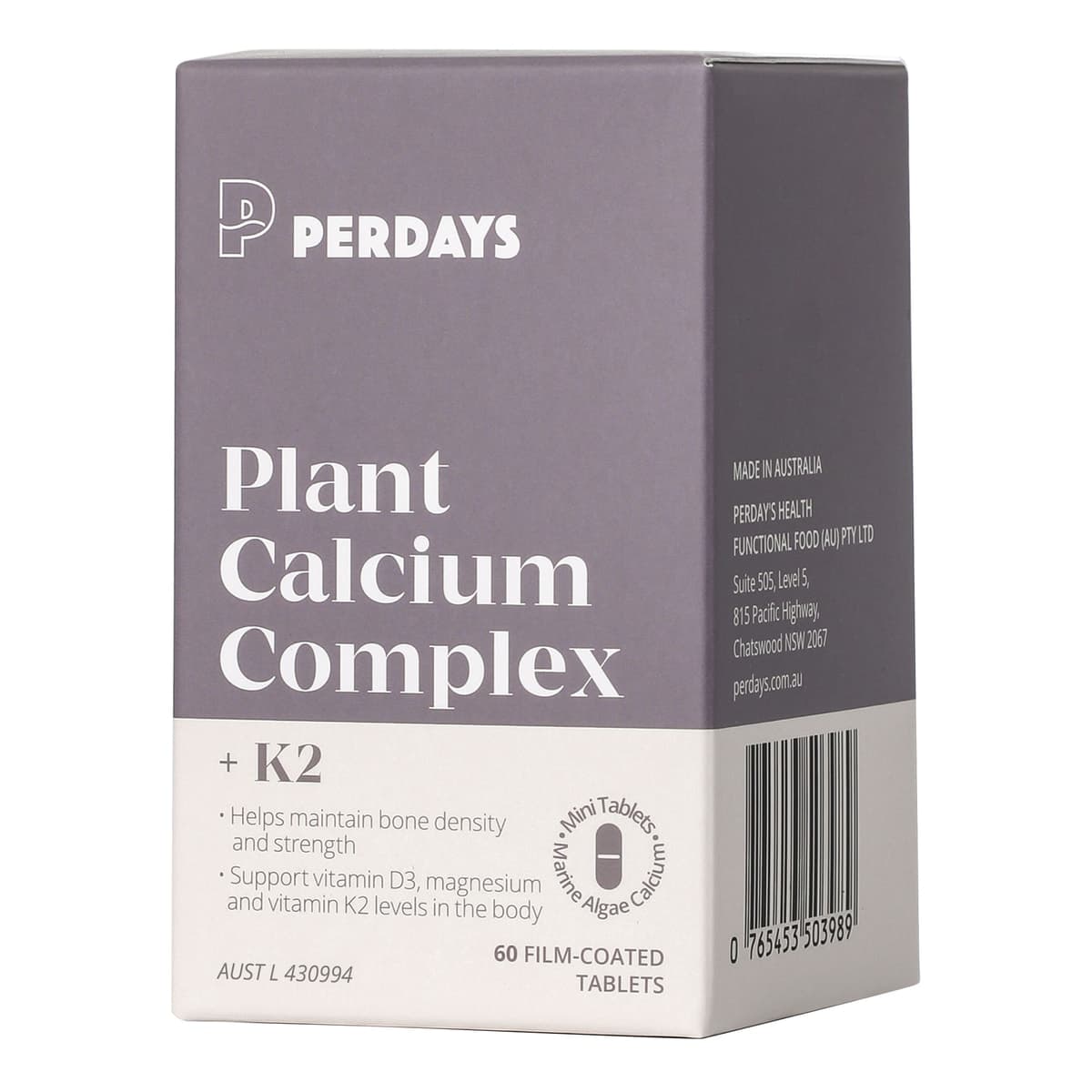 Thumbnail Perdays Plant Calcium Complex + K2 60 Tablets
