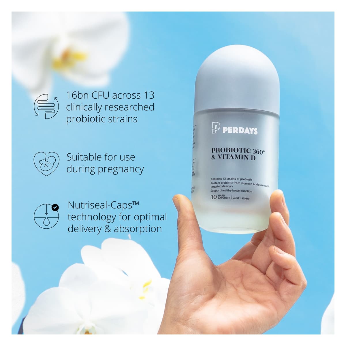 Thumbnail Perdays Probiotic 360 & Vitamin D 30 Capsules