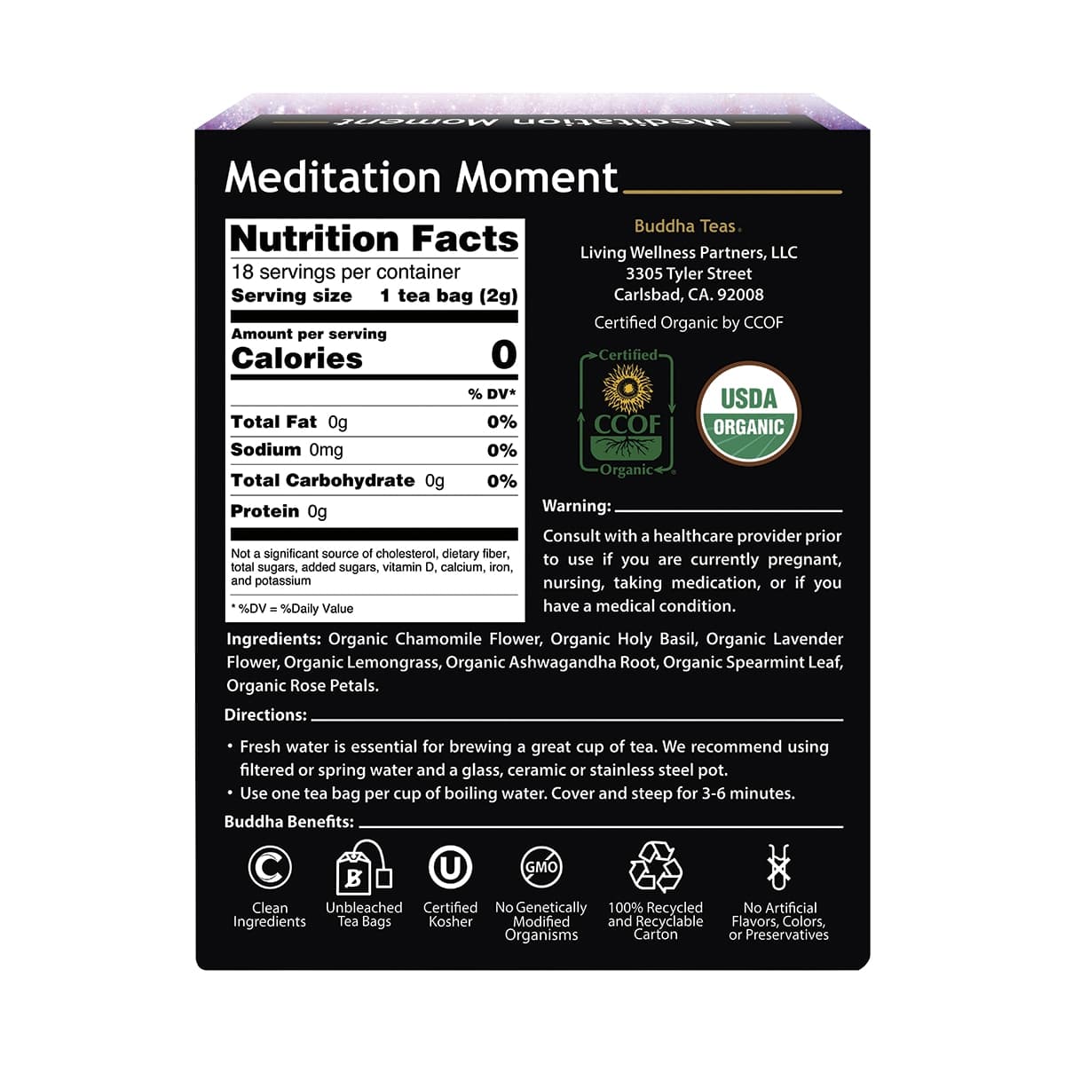 Thumbnail Buddha Teas Organic Herbal Tea Bags Meditation Moment 18 Pack