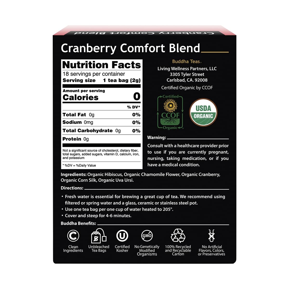 Thumbnail Buddha Teas Organic Herbal Tea Bags Cranberry Comfort Blend 18 Pack