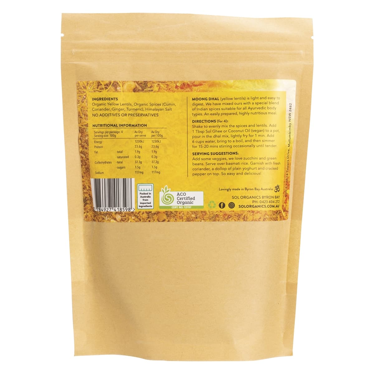 Thumbnail Sol Organics Moong Dhal Yellow Lentil Dhal 400g