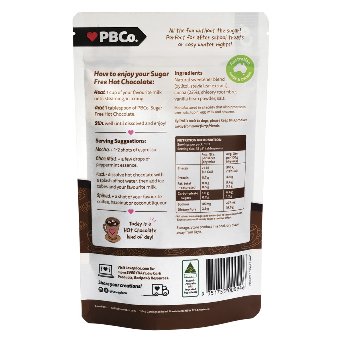 Thumbnail Pbco. Hot Chocolate 98% Sugar Free 200g