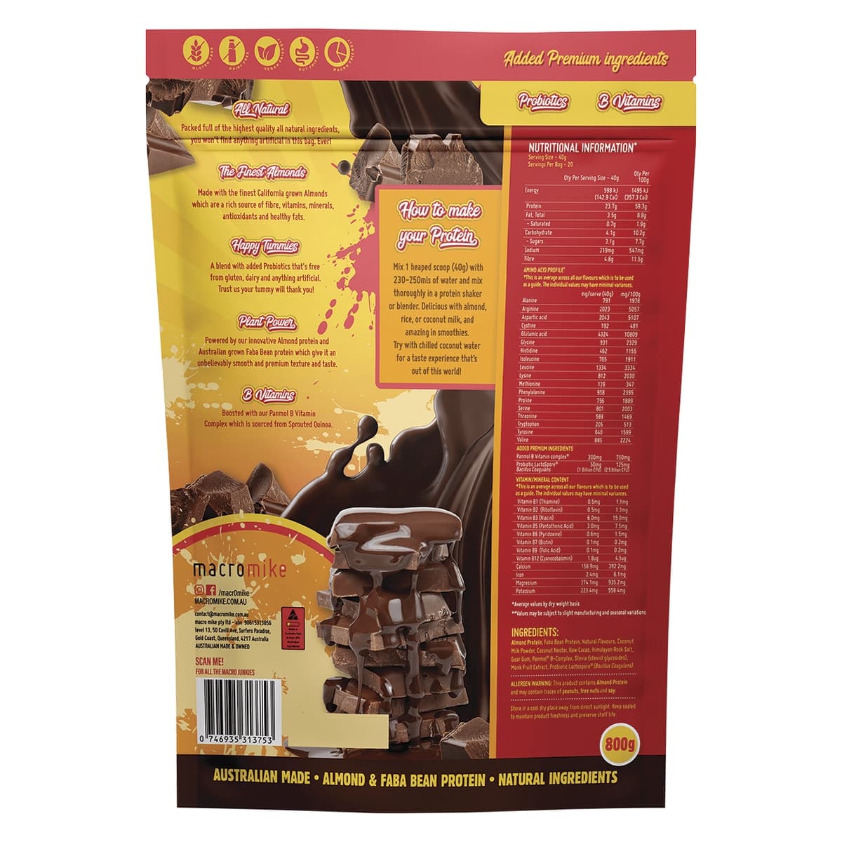 Thumbnail Macro Mike Premium Almond Protein Deluxe Chocolate 800g