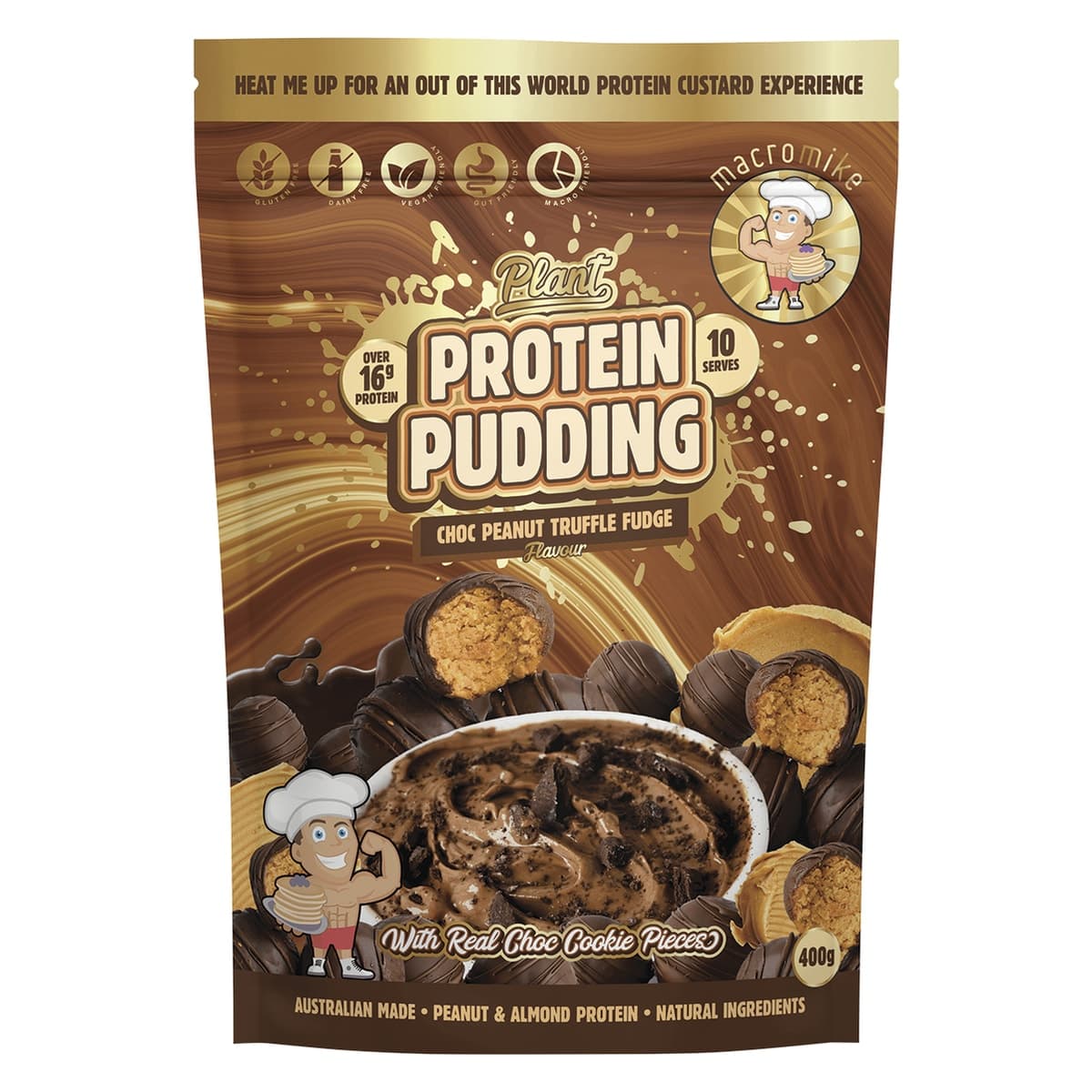 Macro Mike Plant Protein Pudding Choc Peanut Truffle Fudge 400g