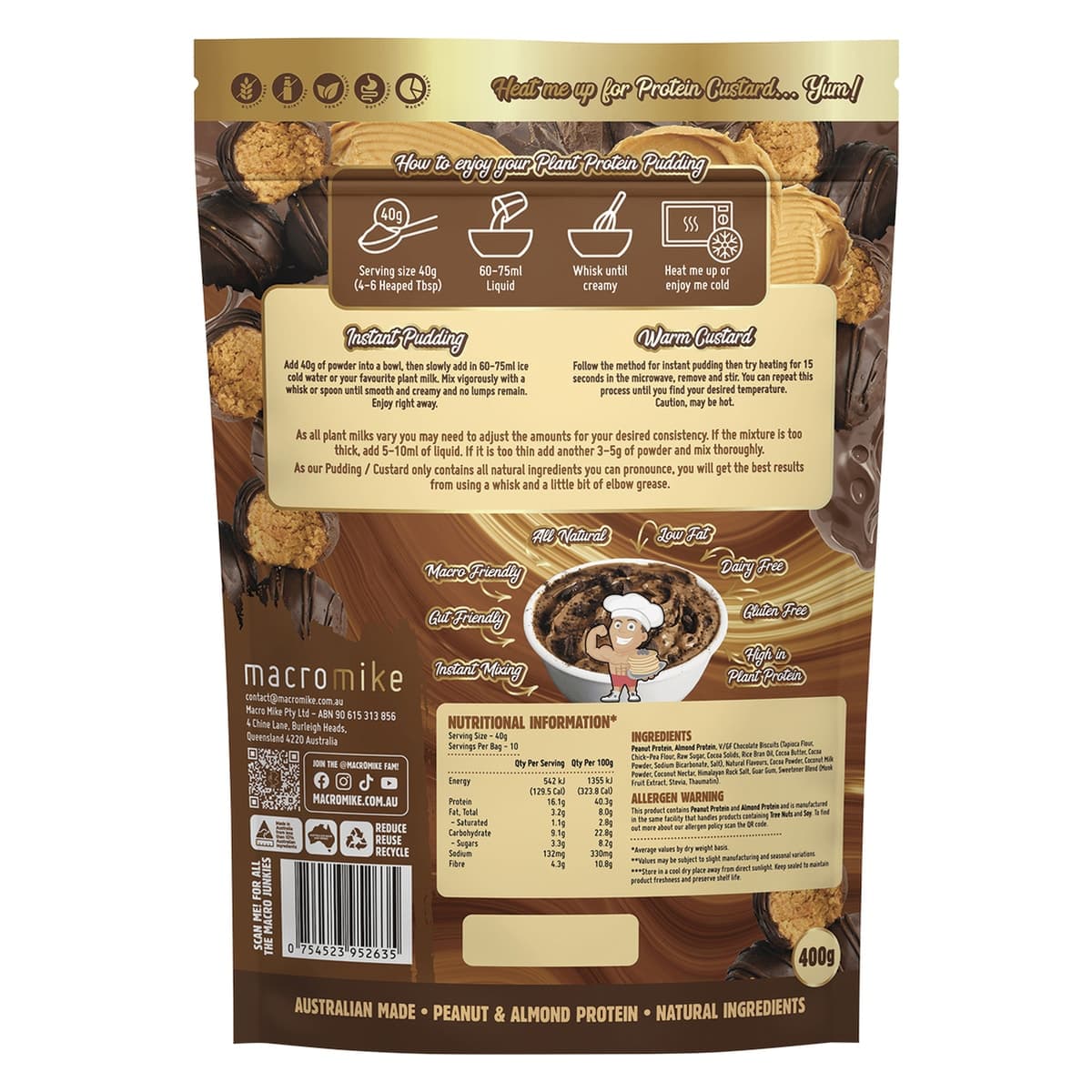 Thumbnail Macro Mike Plant Protein Pudding Choc Peanut Truffle Fudge 400g
