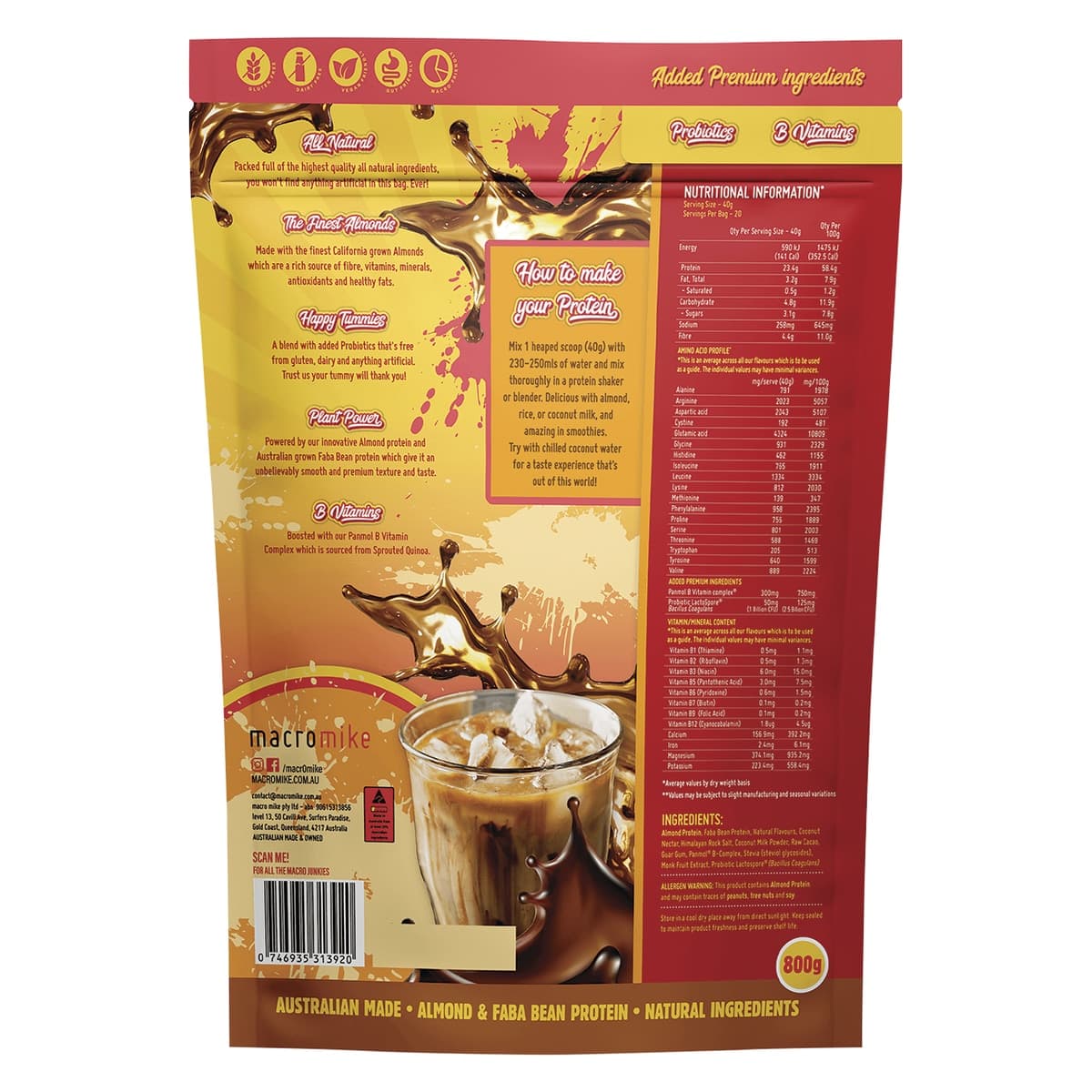 Thumbnail Macro Mike Premium Almond Protein Iced Mocha Latte 800g