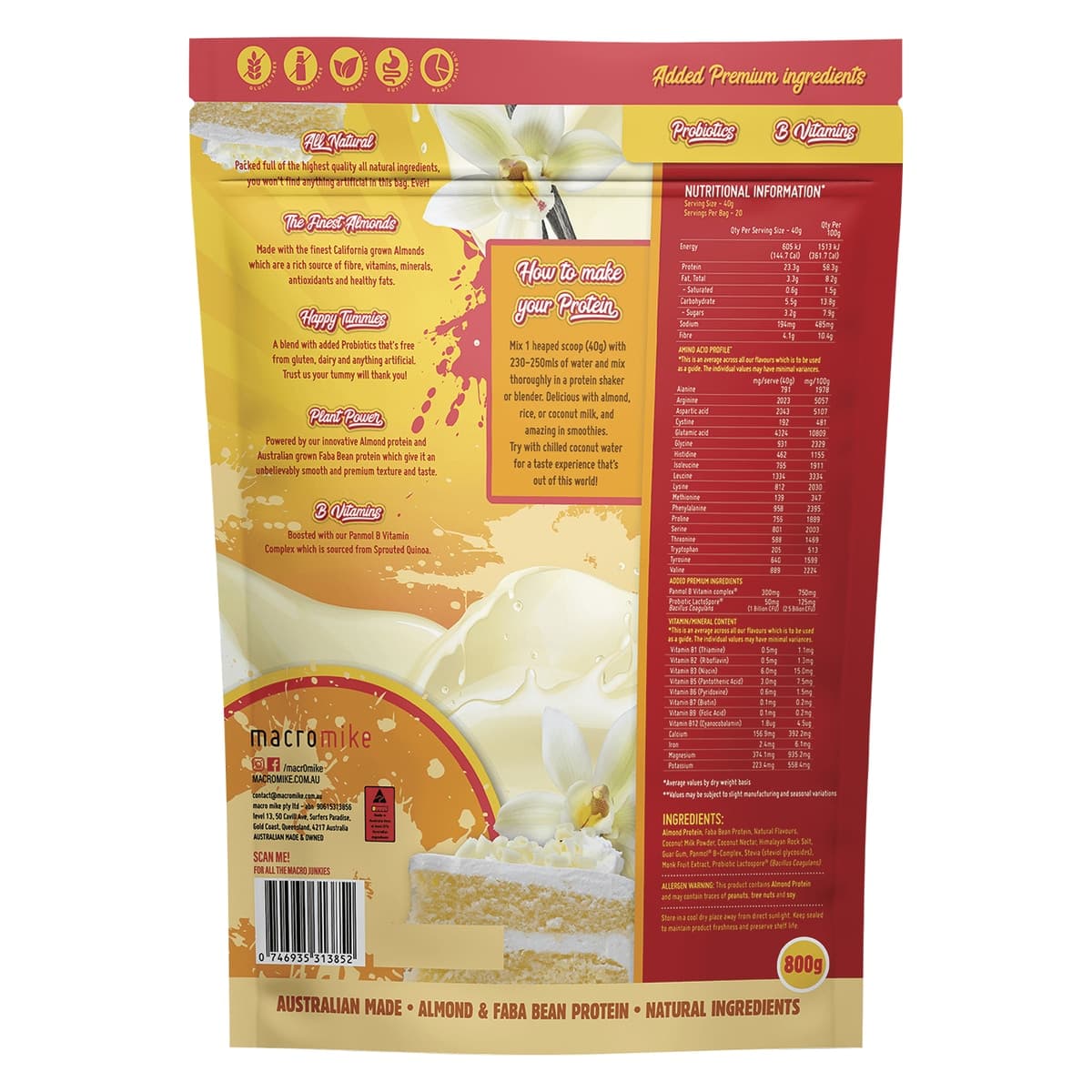Thumbnail Macro Mike Premium Almond Protein Vanilla Buttercream 800g