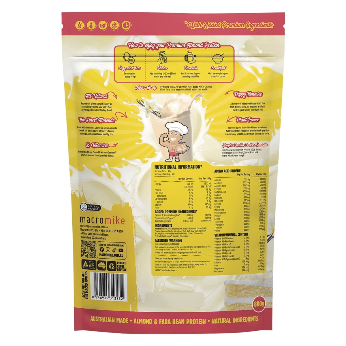 Thumbnail Macro Mike Premium Almond Protein Vanilla Buttercream 800g