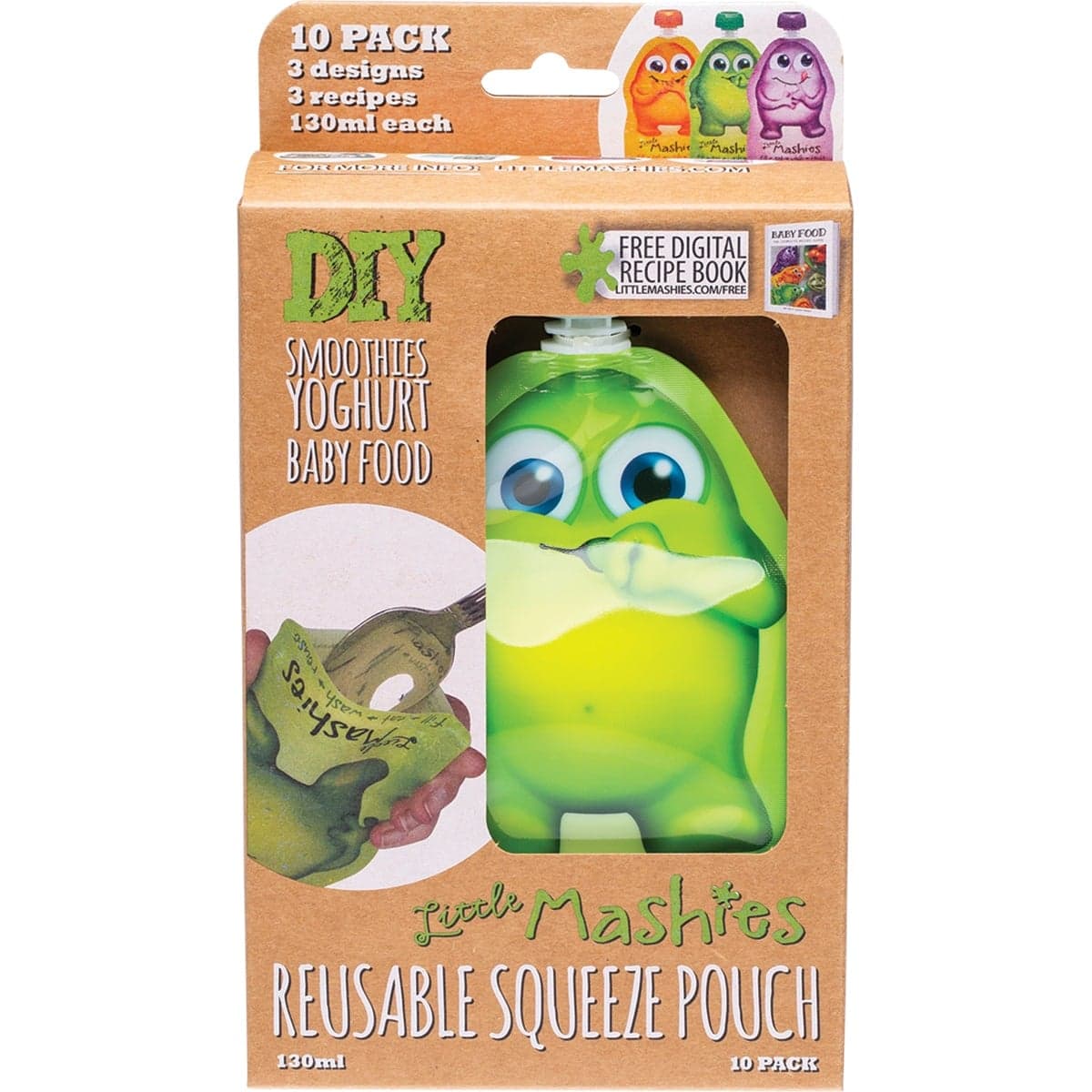 Thumbnail Little Mashies Reusable Squeeze Pouch Mixed Colours 10 x 130ml