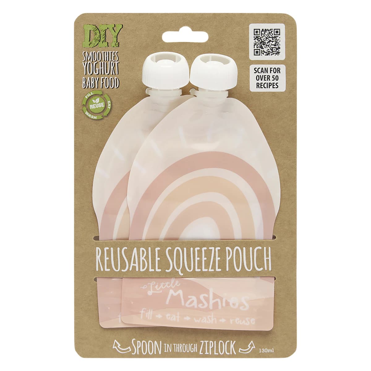 Thumbnail Little Mashies Reusable Squeeze Pouch Rainbow 2 x 130ml