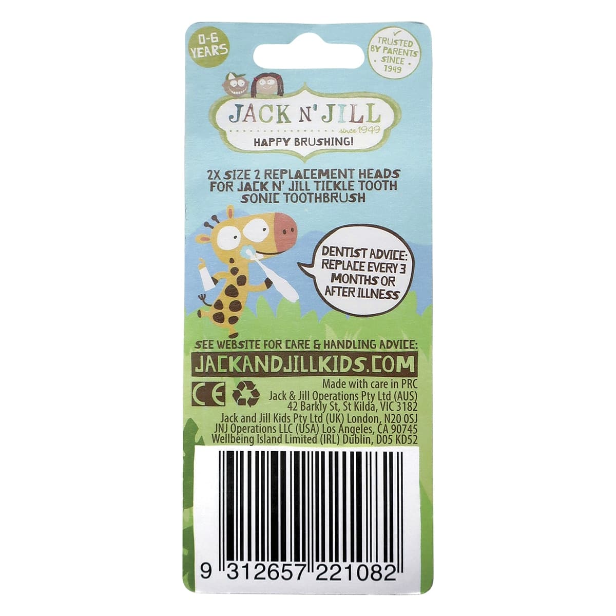 Thumbnail Jack n Jill Tickle Tooth Sonic Toothbrush Replacement Heads 2 Pack