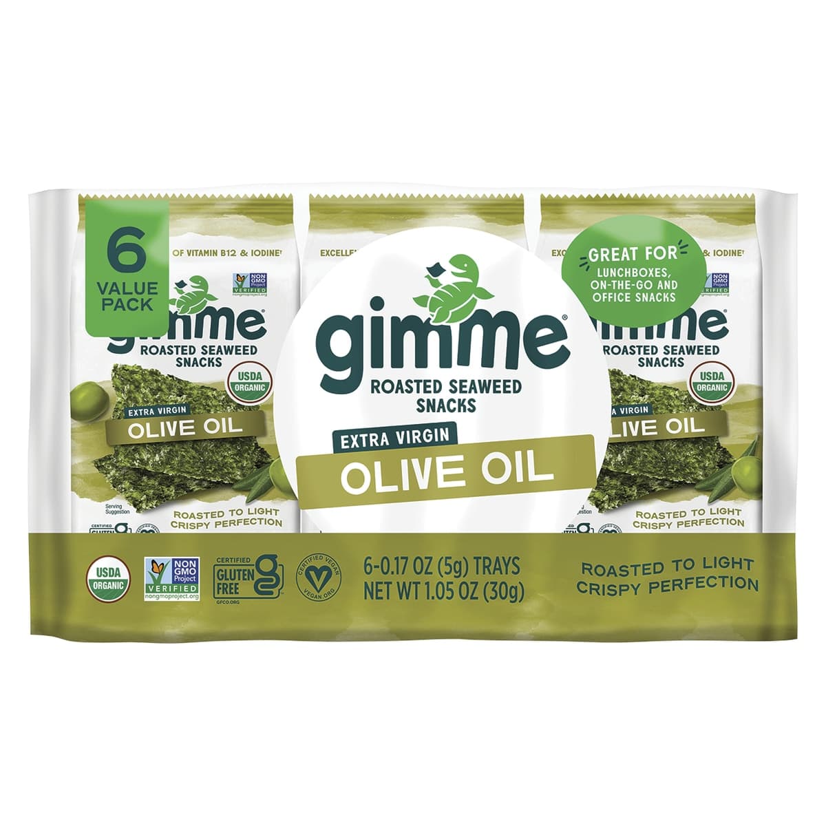 Thumbnail Gimme Roasted Seaweed Snacks Grab & Go Olive Oil 6x5g
