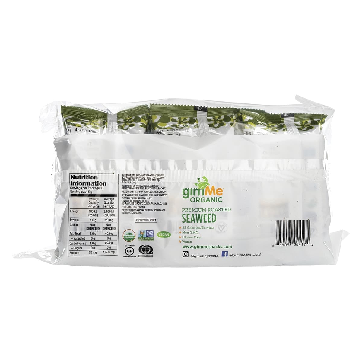 Thumbnail Gimme Roasted Seaweed Snacks Grab & Go Olive Oil 6x5g