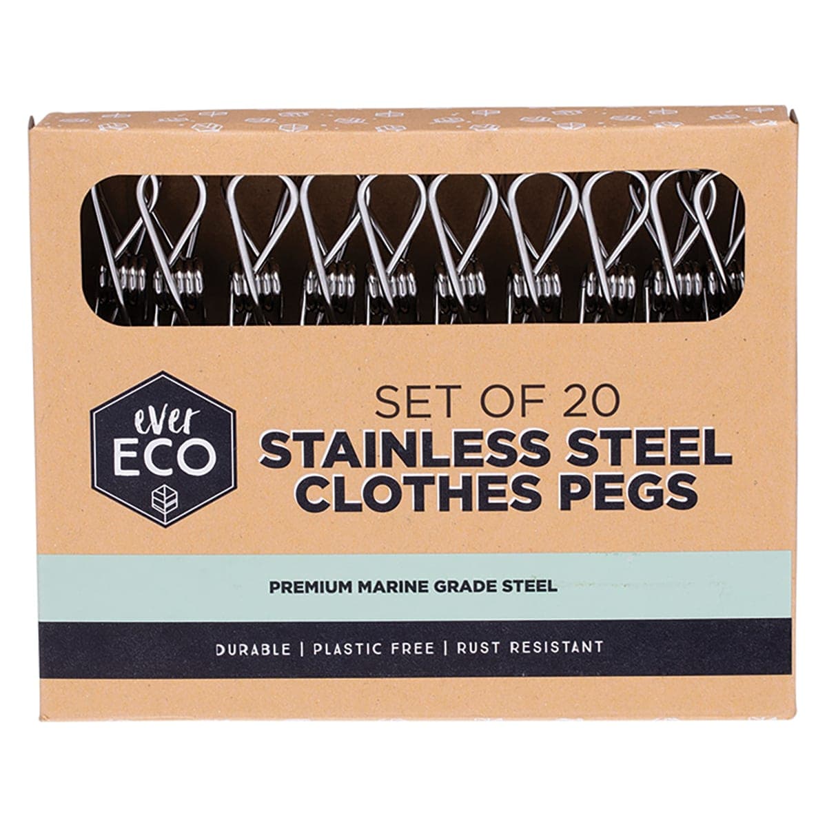 Thumbnail Ever Eco Stainless Steel Clothes Pegs 20 Pack