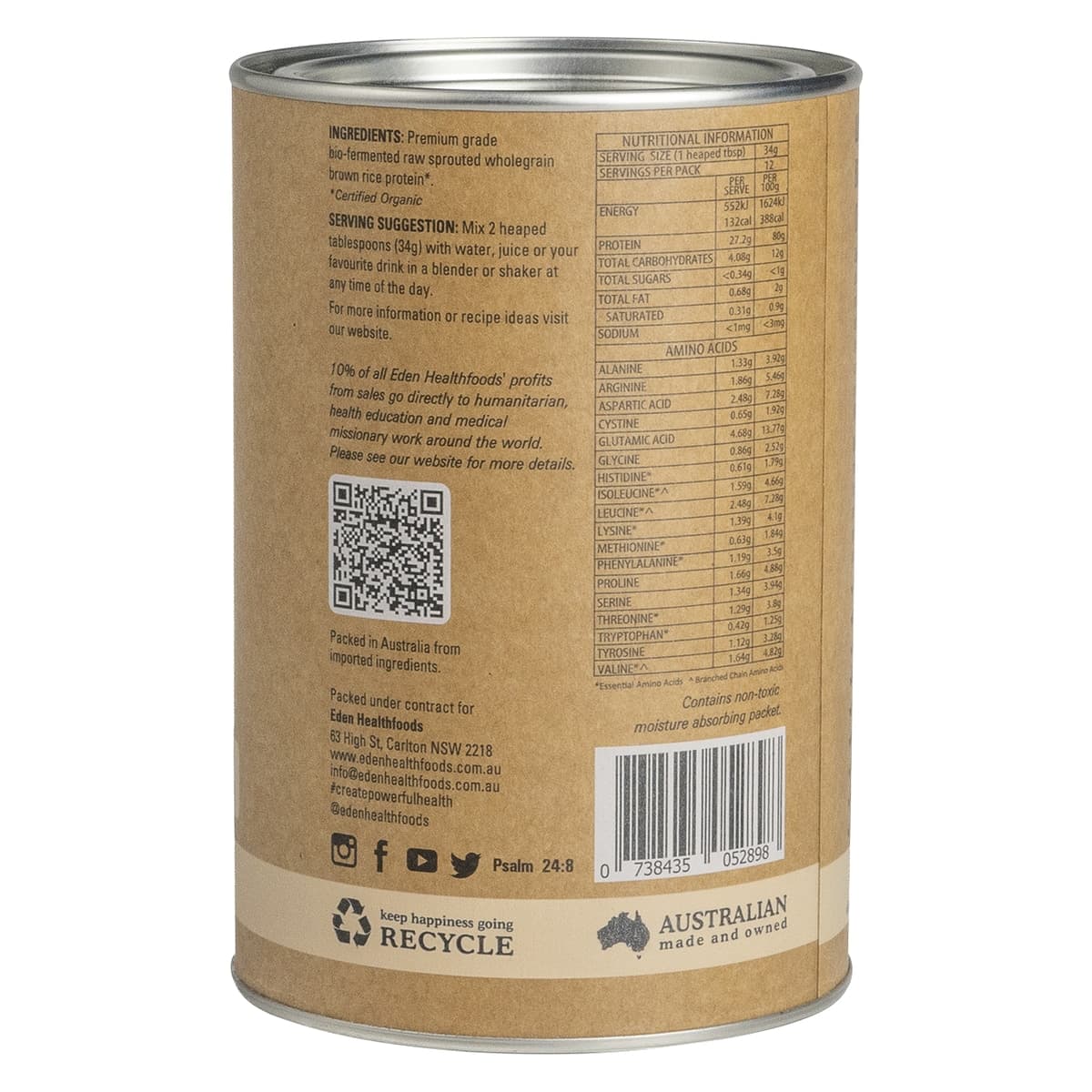 Thumbnail Eden Healthfoods Ultimate Vegan Rice Protein Natural 400g