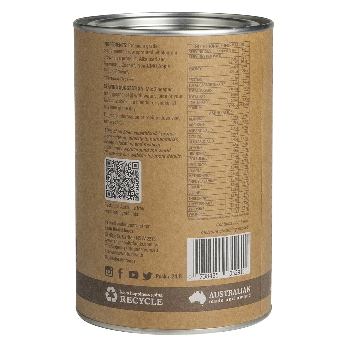 Thumbnail Eden Healthfoods Ultimate Vegan Rice Protein Chocolate 400g