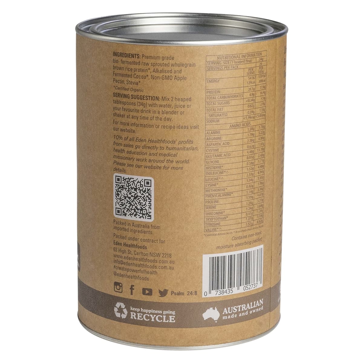 Thumbnail Eden Healthfoods Ultimate Vegan Rice Protein Chocolate 1Kg