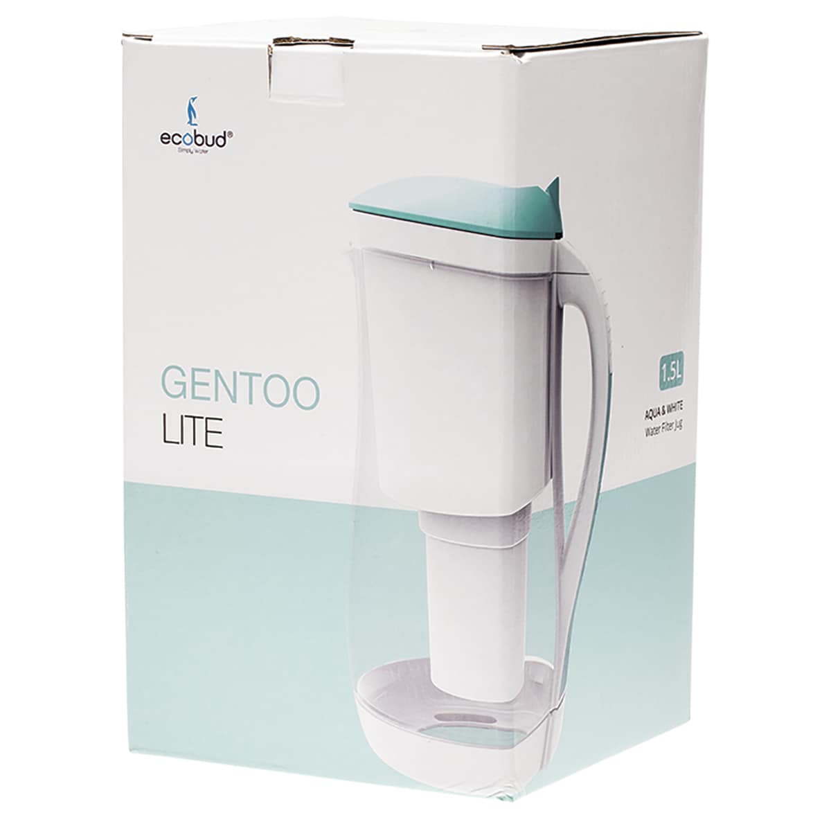 Thumbnail Ecobud Gentoo Lite Alkaline Water Filter Jug Aqua & White 1.5L