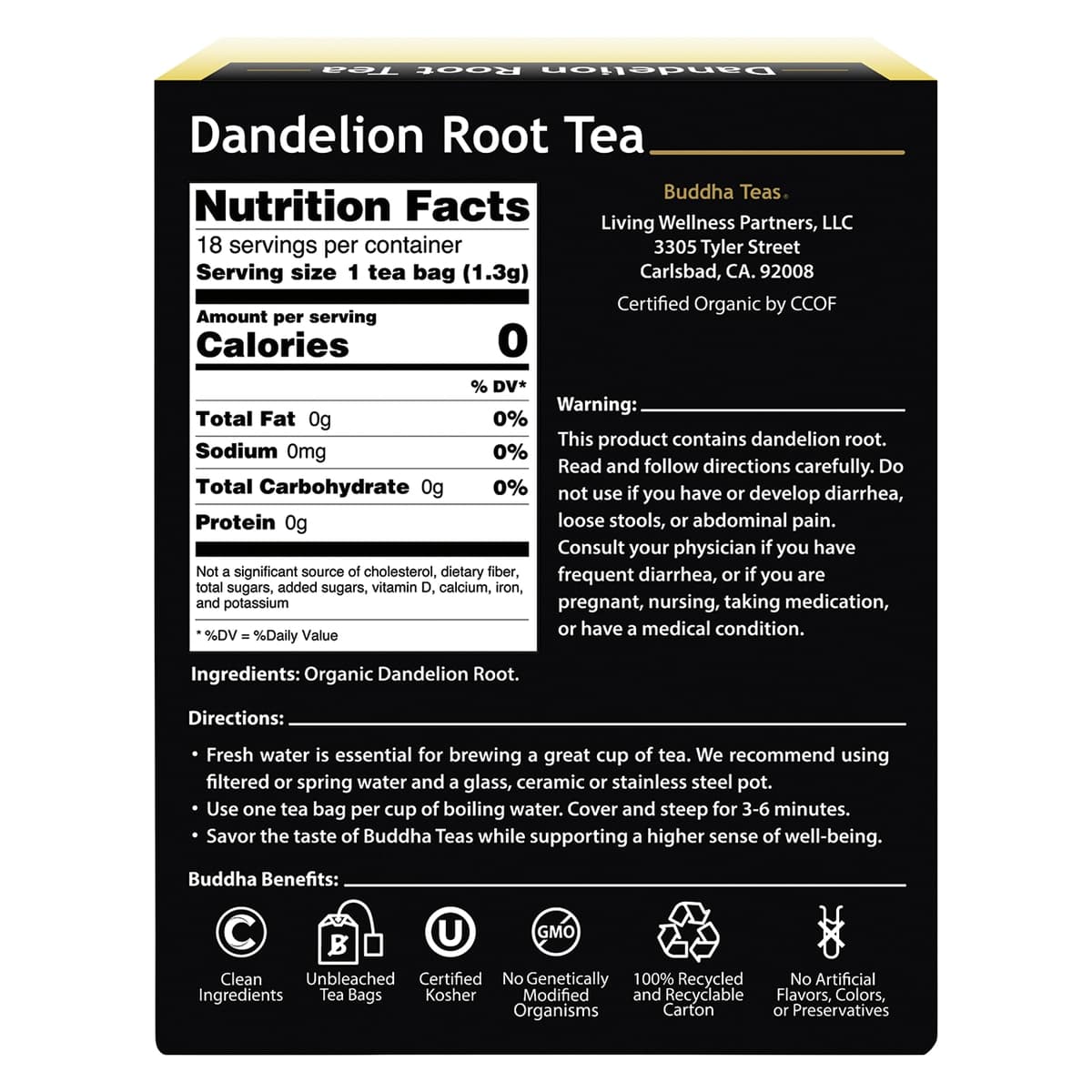 Thumbnail Buddha Teas Organic Dandelion Root Tea Bags 18 Pack
