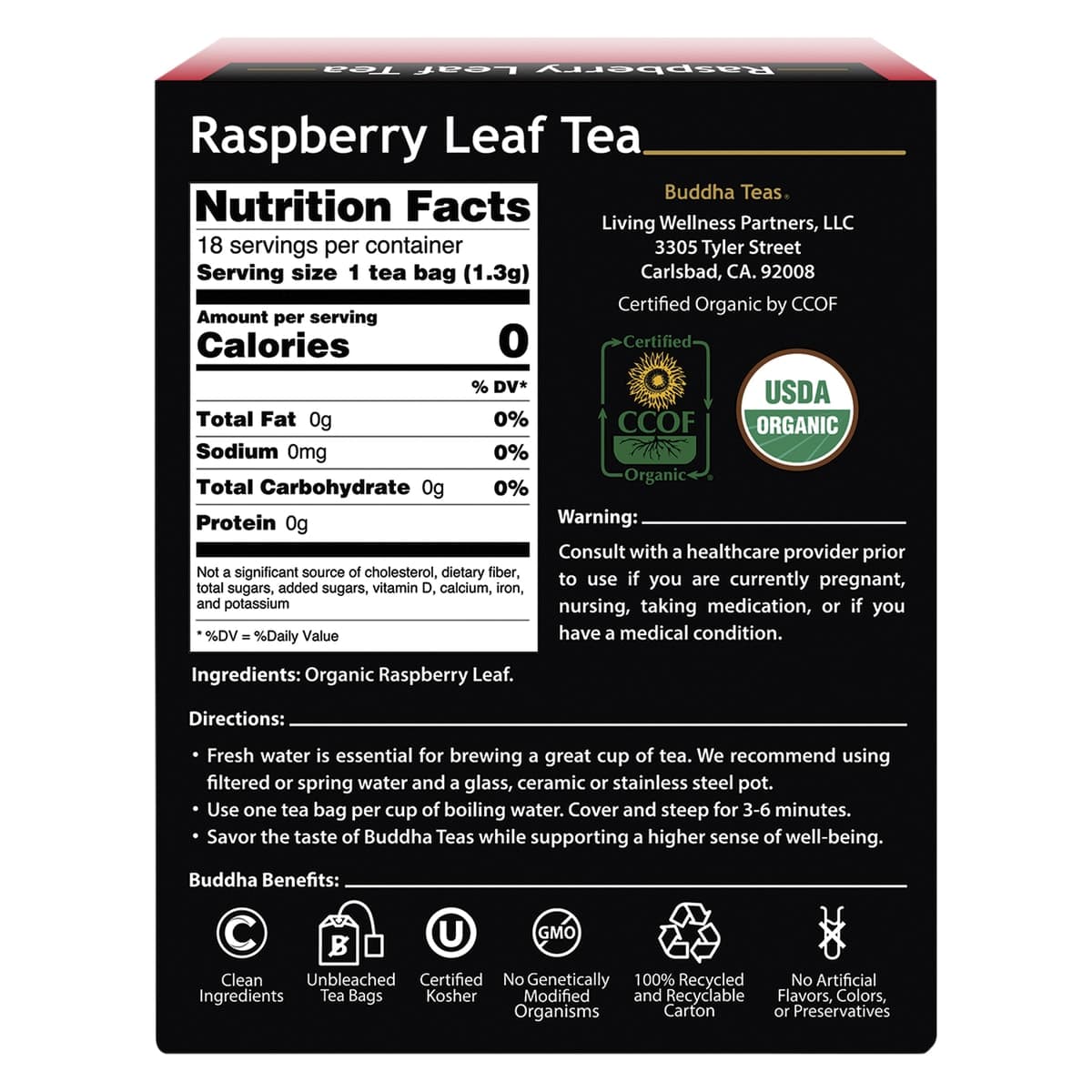 Thumbnail Buddha Teas Organic Herbal Raspberry Leaf Tea 18 Pack