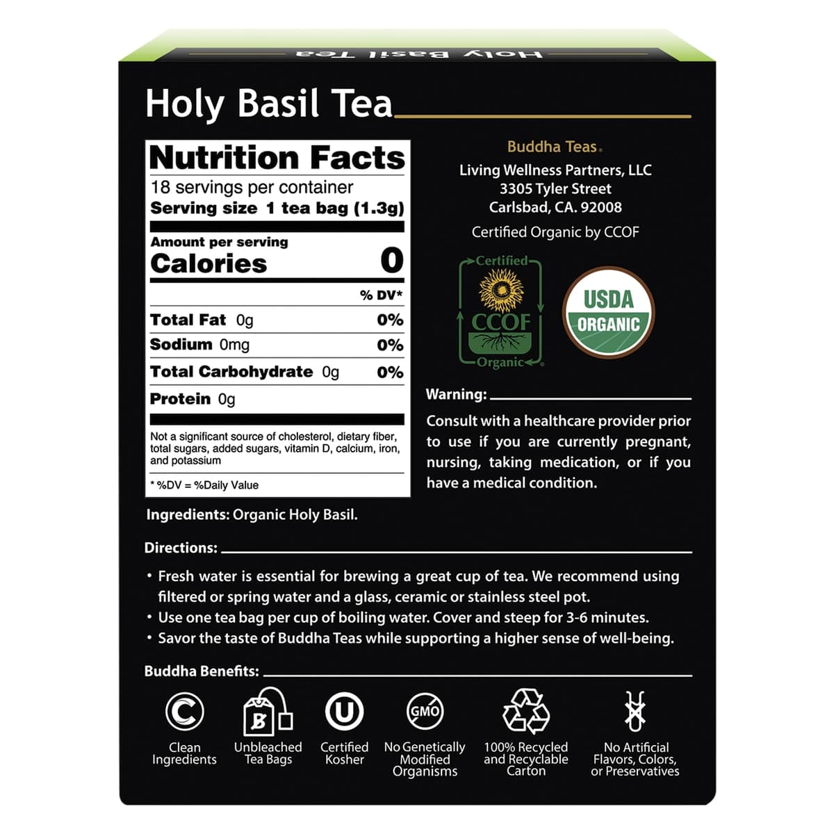 Thumbnail Buddha Teas Organic Holy Basil Tea Bags (Tulsi) 18 Pack