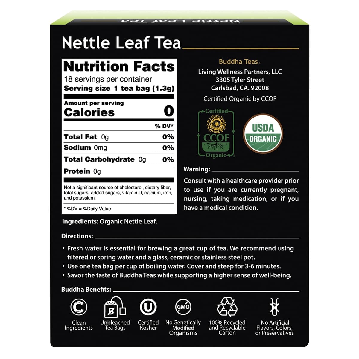 Thumbnail Buddha Teas Organic Nettle Leaf Tea Bags 18 Pack