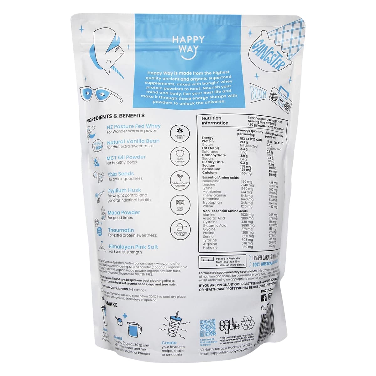 Thumbnail Happy Way Whey Protein Powder Vanilla 1kg